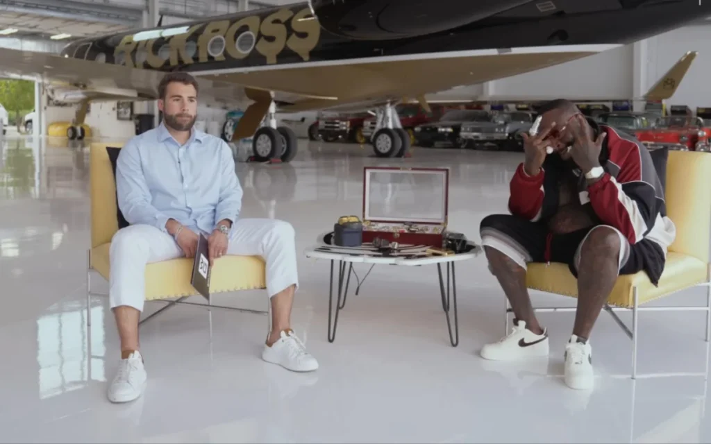 Rick Ross offers look at his $35,000,000 private jet hangar and there's a $1,500,000 car that runs off airplane fuel