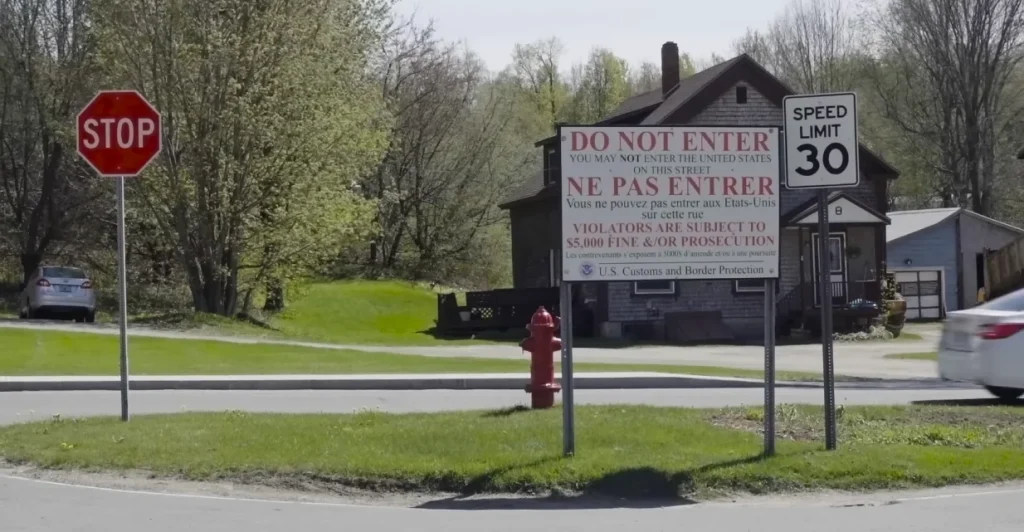 There's a road in Vermont which if you cross it you'll be arrested