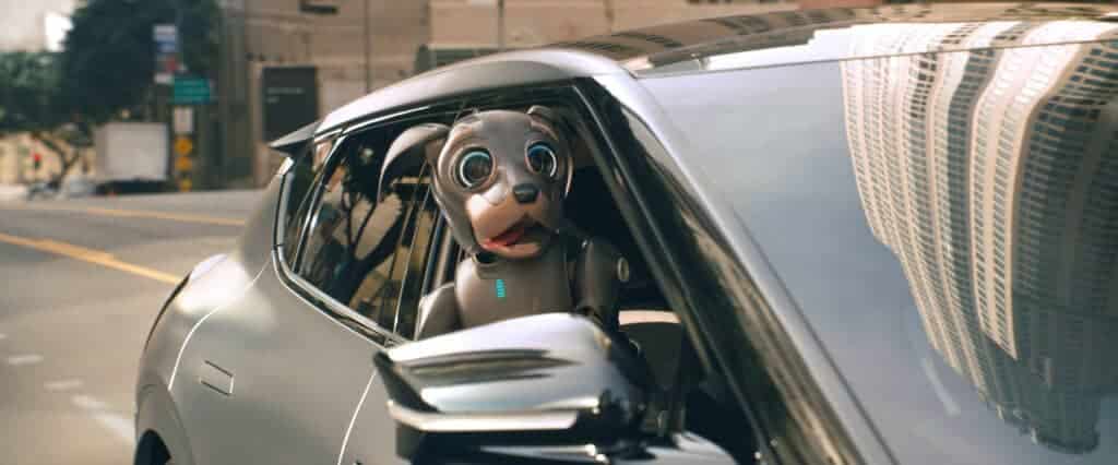 Robo Dog in Kia EV6, photo by Kia America for adoption campaign