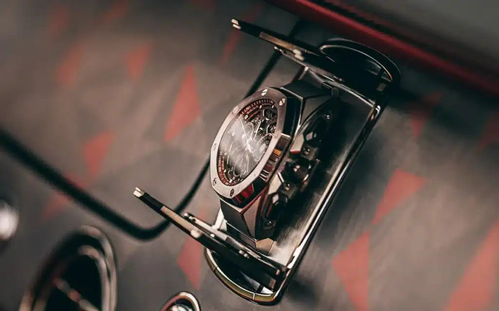 The new $30m Rolls-Royce Droptail named La Rose Noire is a crimson V12 embedded with petals that includes a bespoke Audemars Piguet luxury watch