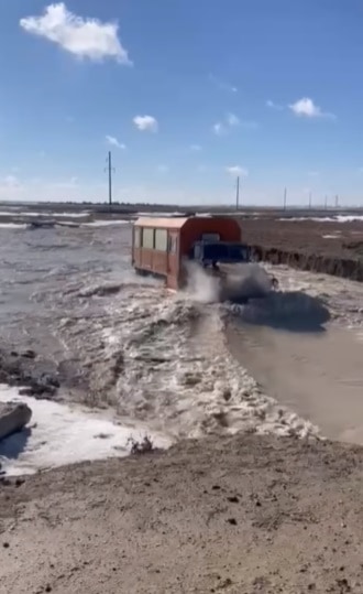 Russian bus driver, carried away by the current