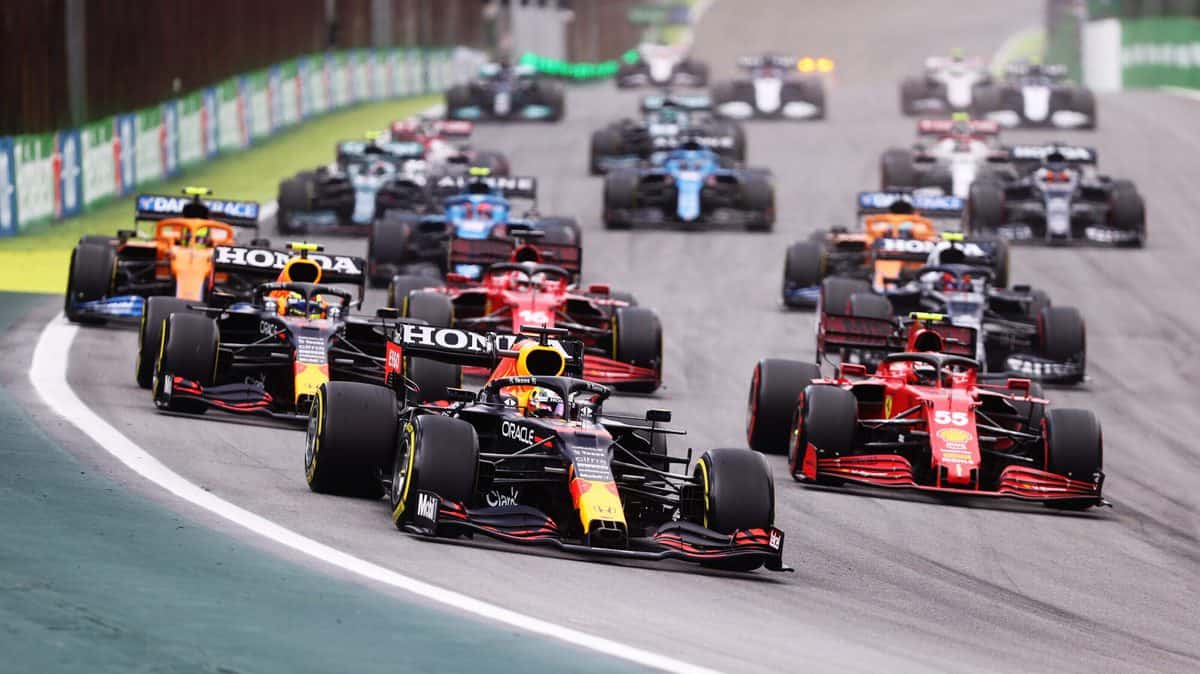 Formula One cars on track