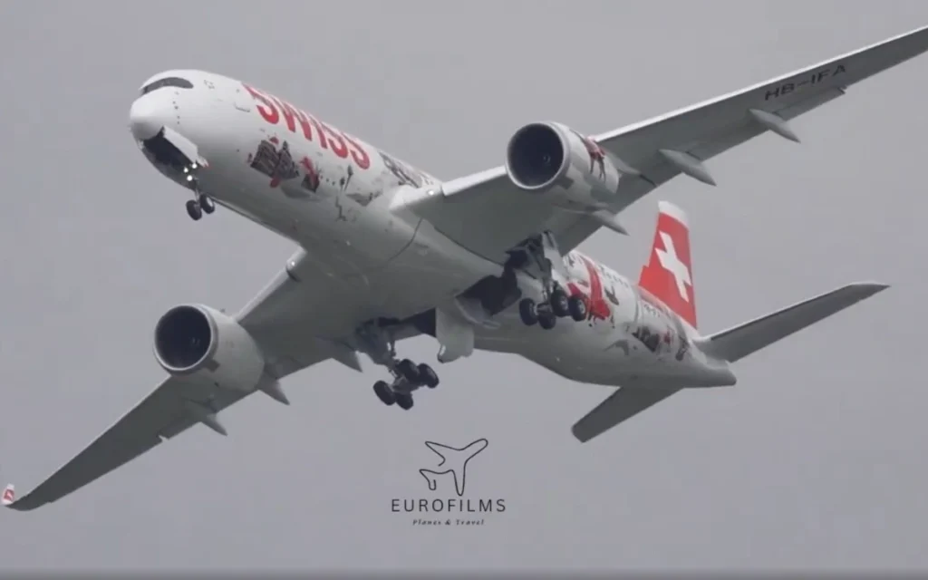 SWISS's first A350-900 takes flight and waves to the crowd from Toulouse