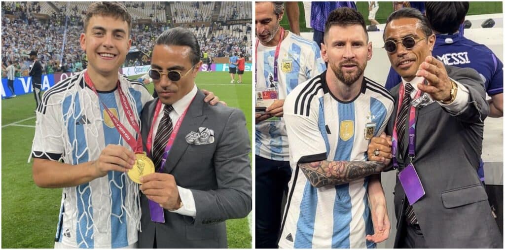 Salt Bae with the players after the World Cup final
