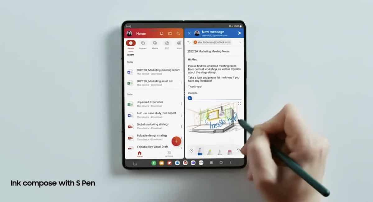 Writing on the Samsung Galaxy Z Fold 4 using the Samsung S Pen