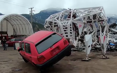 Robot fight club! The 4-ton suit that makes you strong enough to flip a CAR