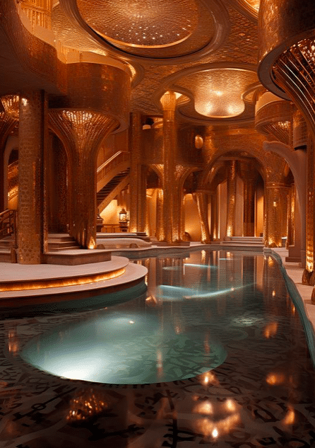 The vaulted-ceiling hammam is the perfect spot for Neymar to unwind in the concept mansion