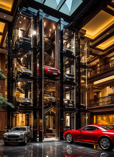 The concept mansions' supercar elevator is perfect for Neymar's expanding fleet 