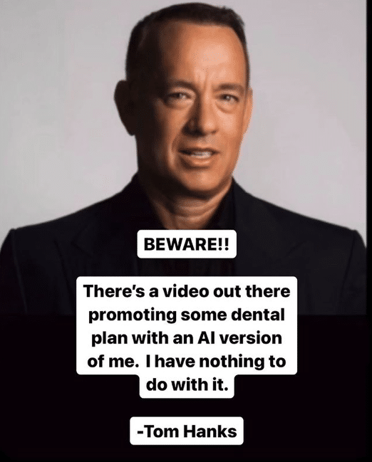 Tom Hanks warns followers about ad using AI version of himself