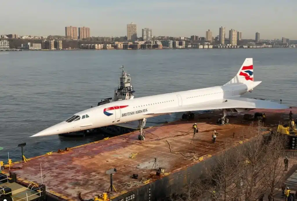 Concorde jet floated down the Hudson River after seven-month restoration