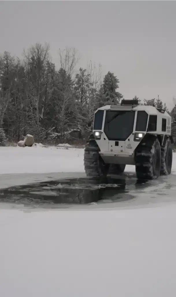 Sherp's latest off-roader conquers 15ft pond before expertly crawling back onto ice
