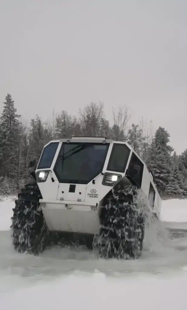 Sherp's latest off-roader conquers 15ft pond before expertly crawling back onto ice
