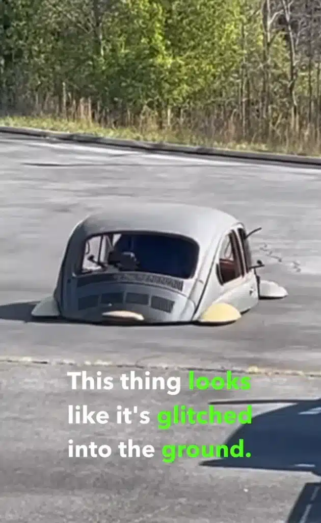 Volkswagen Beetle is so low it appears stuck into the ground