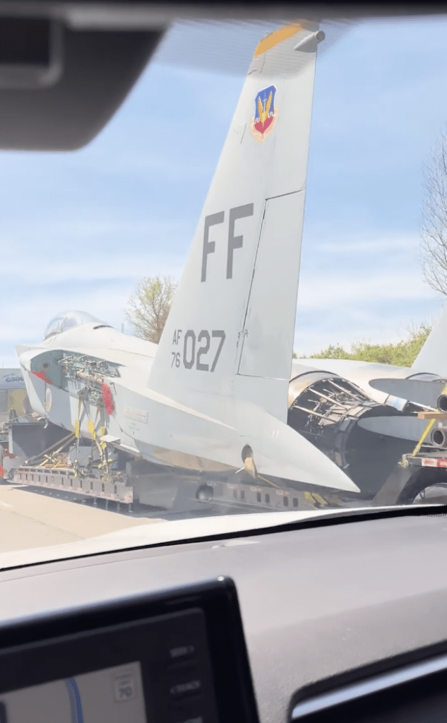 F-15 being transported on the road