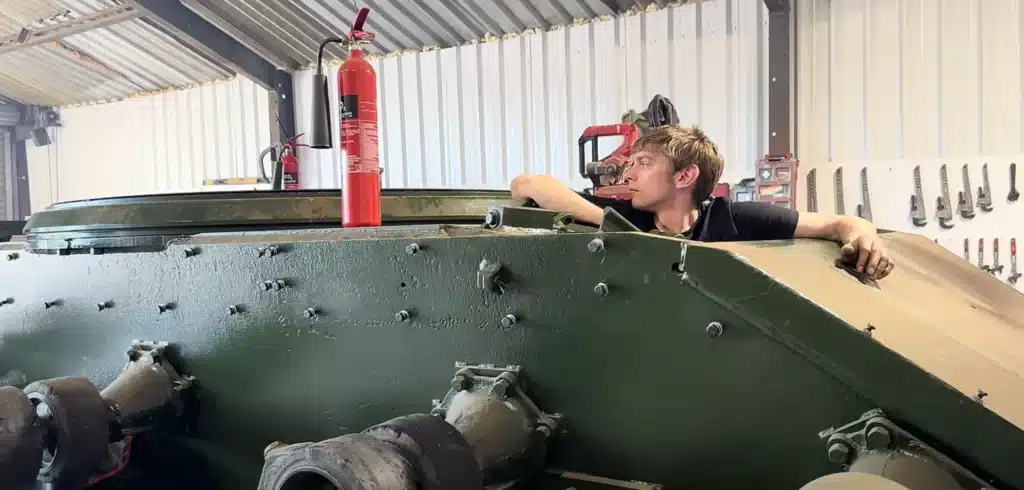 Man who found tank in UK bush starts Rolls-Royce meteor V12 engine