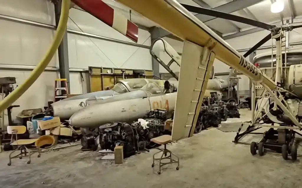 Family heirloom hangar of aircraft and engines of Elvis jet