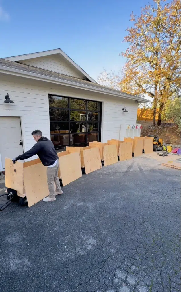 Dad has started tradition of every year creating a homemade Polar Express for kids to ride