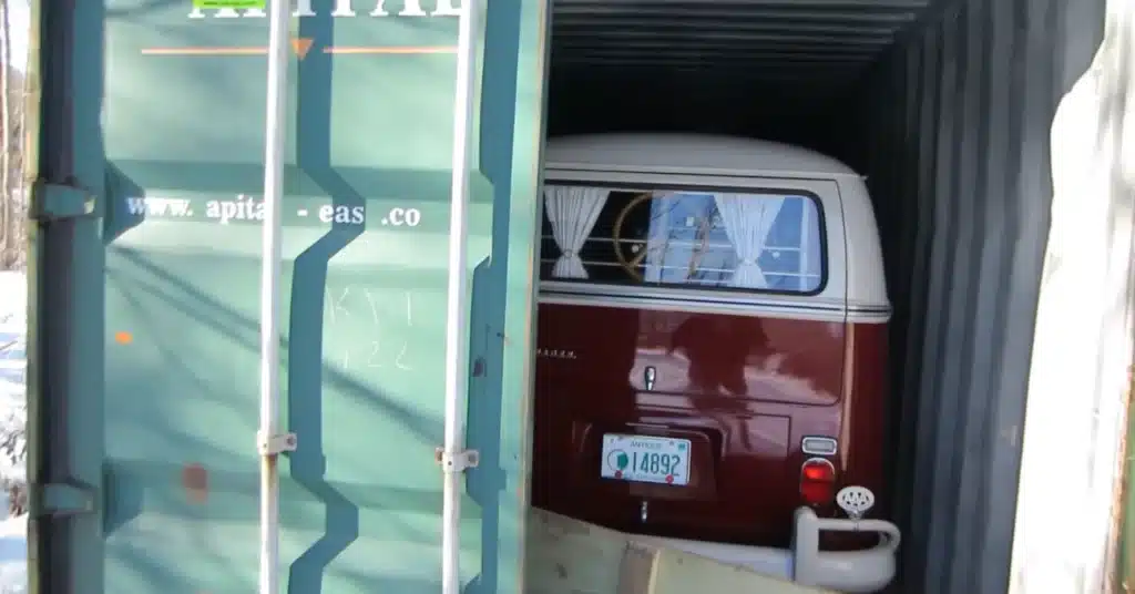 Antique VW in shipping container checked on six months later