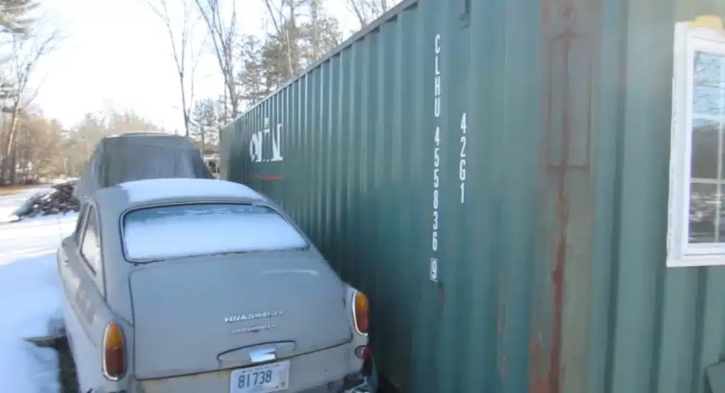 Antique VW in shipping container checked on six months later