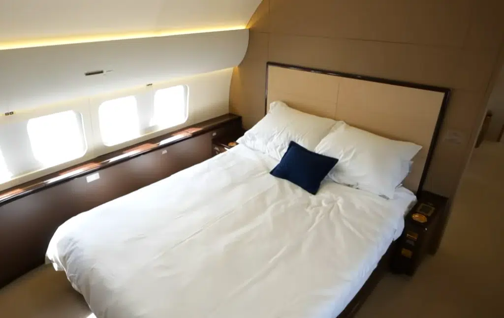Inside $150M Boeing business jet with incredible games room and dining room