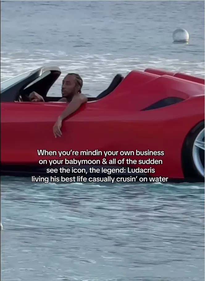 Move fish, get out the way: Ludacris spotted cruising the sea in a Ferrari boat
