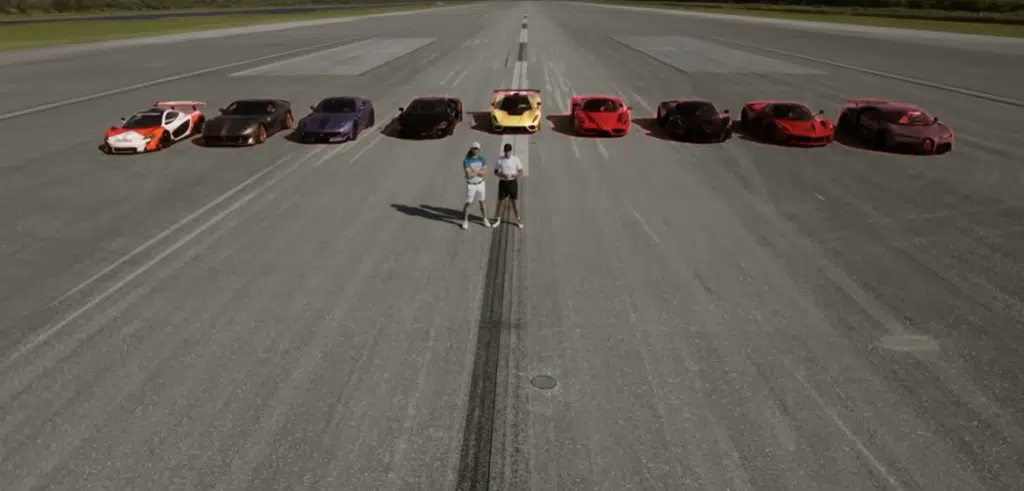 Testing if a golf ball hit by the world’s hardest hitter can beat a Bugatti and other hypercars