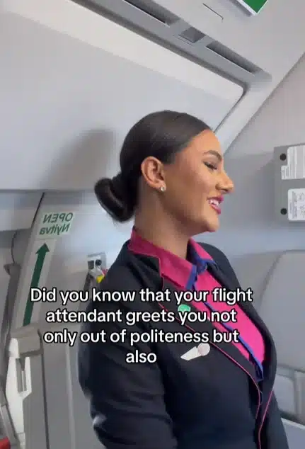 A Wizz Air flight attendant has explained why they say ‘hello’ to you when you first board your flight - and it’s not just about being polite