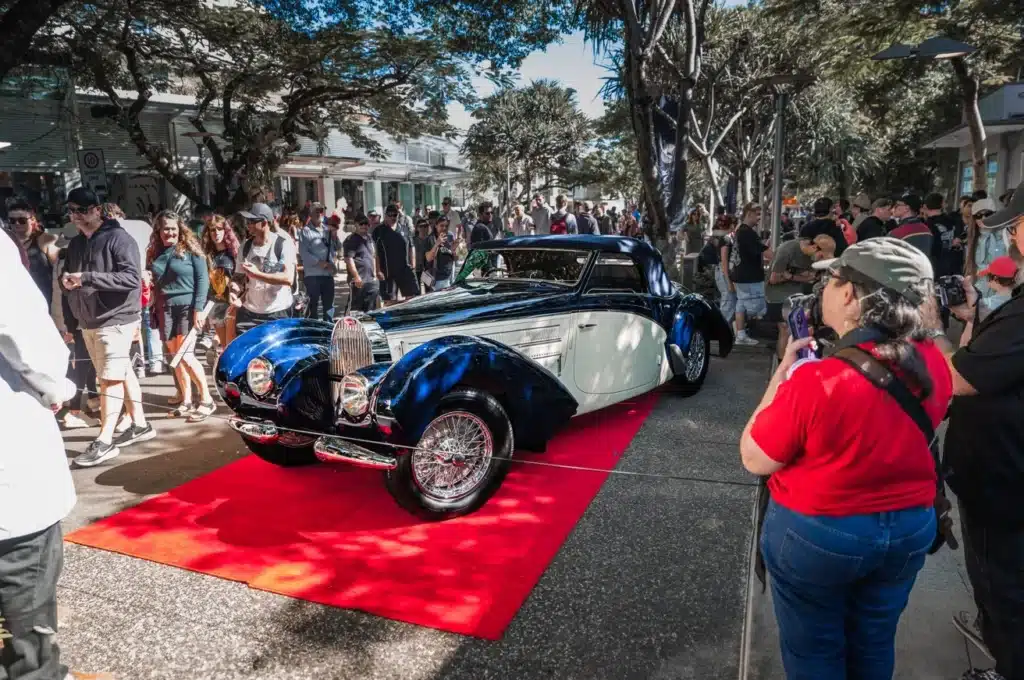 A rare Bugatti Type 57C Aravis Special drew attention at the Noosa Concours, celebrated for its rarity, racing history, and award-winning restoration