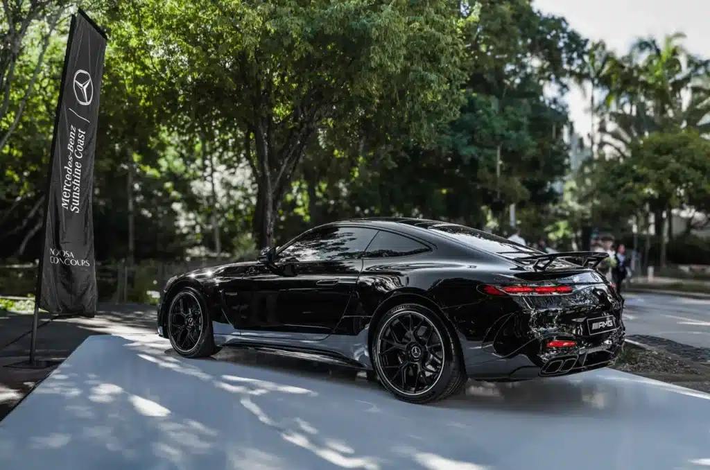 The 2025 Mercedes-AMG GT 63 Coupe combines V8 power and luxury coupe design in a look that would be suited for the likes of Batman