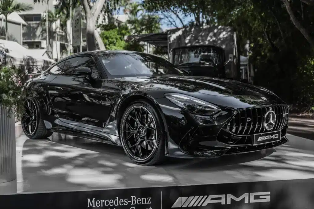 The 2025 Mercedes-AMG GT 63 Coupe combines V8 power and luxury coupe design in a look that would be suited for the likes of Batman