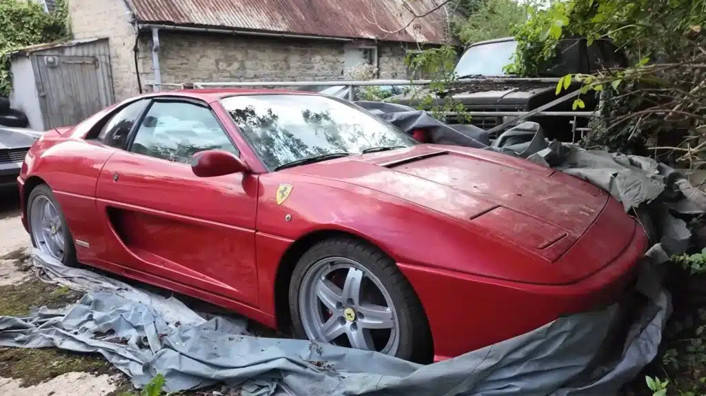 Explorers uncovered a Ferrari GT at a UK abandoned estate filled with American muscle cars, revealing a decaying collection of classic cars