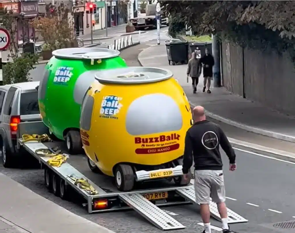 Dublin traffic just got weirder with Texas-born BuzzBallz driving around as giant cans