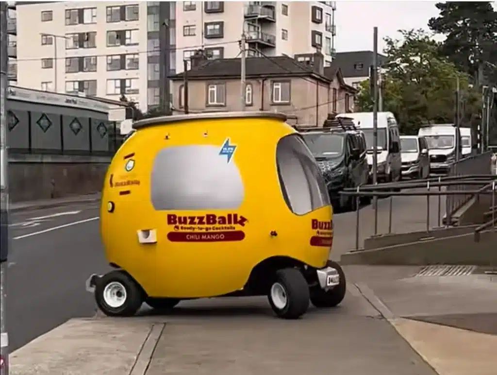 Dublin traffic just got weirder with Texas-born BuzzBallz driving around as giant cans