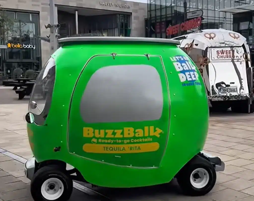 Dublin traffic just got weirder with Texas-born BuzzBallz driving around as giant cans