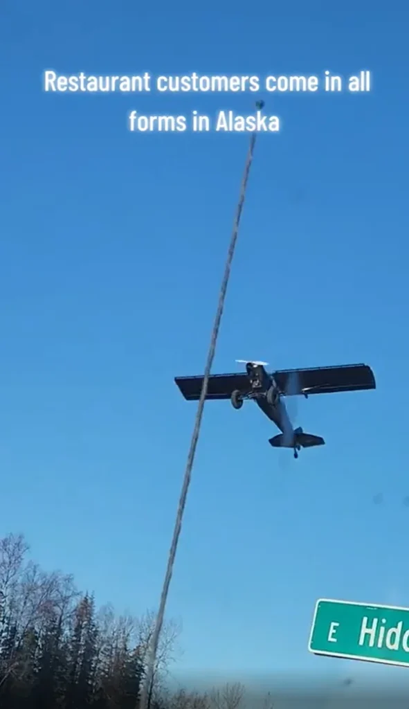 Alaska restaurant customer leaves people doing double takes as they leave in a plane