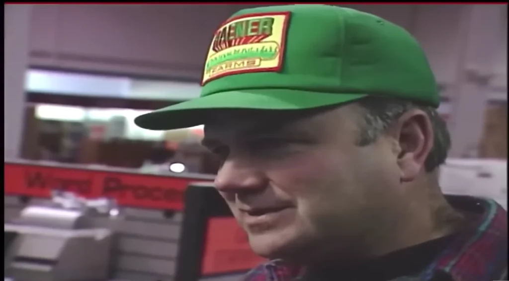 Resurfaced footage shows farmer being stunned by the price of a computer as he's buying it in 1995