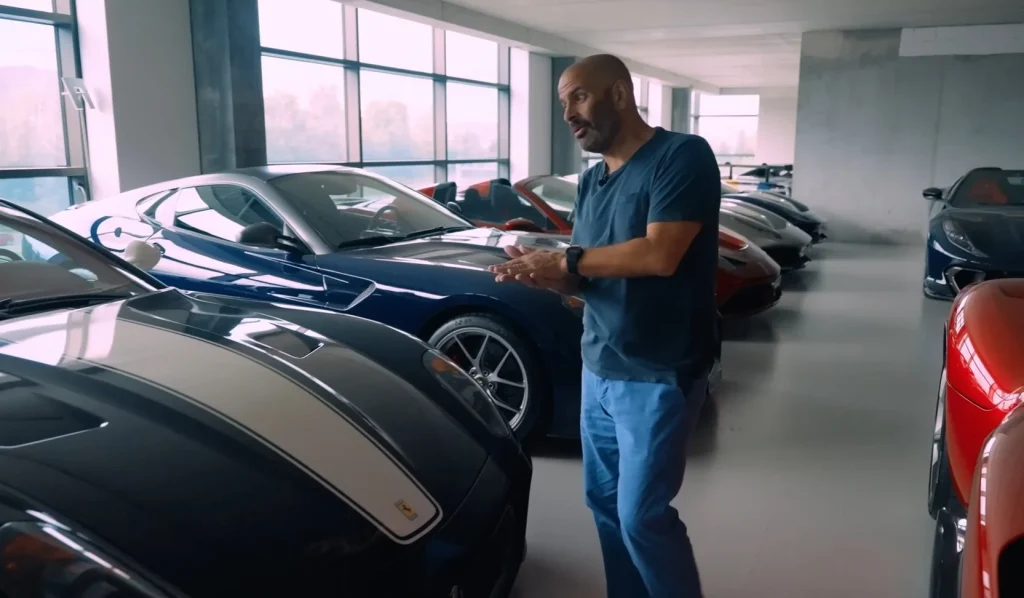 Chris Harris tours a $66M hypercar collection in Switzerland, featuring Ferrari models, a Bugatti Chiron, and a Pagani Utopia set for auction