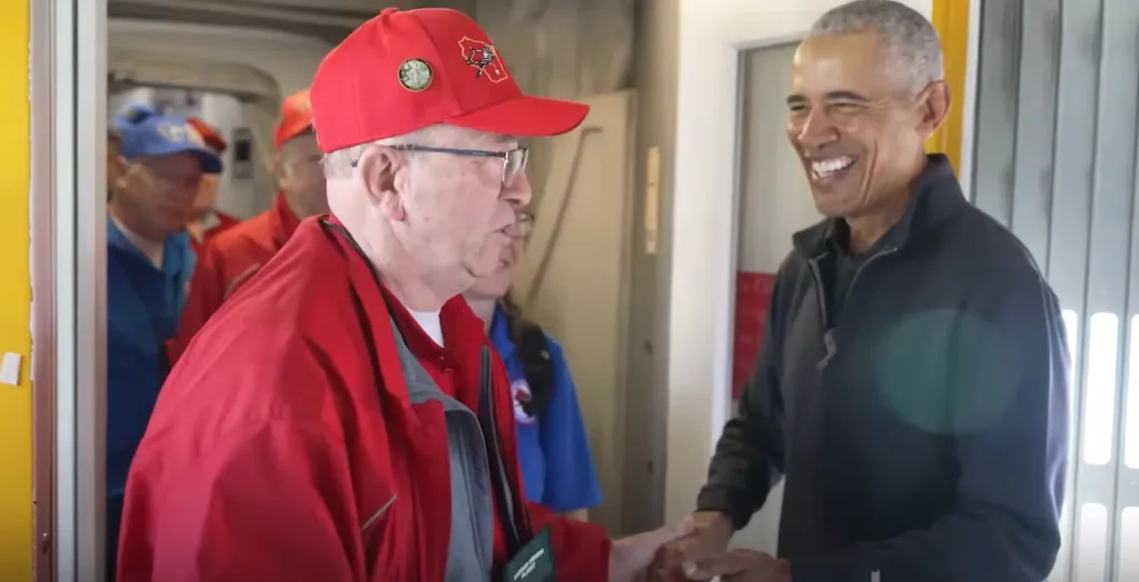 Veterans on a packed flight to Washington DC were stunned when Barack Obama appeared onboard and said something they’ll never forget