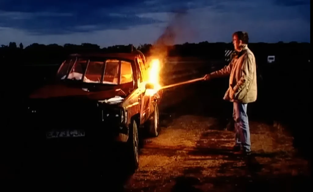 Jeremy Clarkson dropped a caravan on a Toyota Hilux from 10 ft up and set it on fire, it shockingly still started