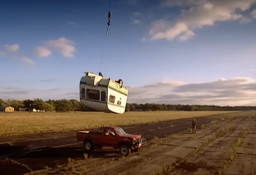 Jeremy Clarkson dropped a caravan on a Toyota Hilux from 10 ft up and set it on fire, it shockingly still started