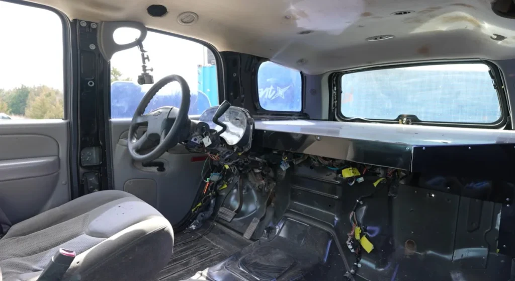 This custom cop car is a modified Chevy Tahoe that functions as a road-legal backwards vehicle on Kansas highways
