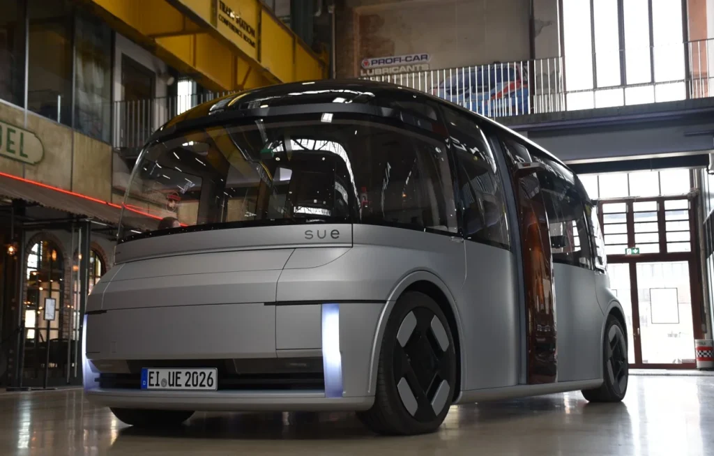 Experience the future of public transport with Sue, a self-driving electric shuttle designed to operate as a fully road-legal autonomous vehicle