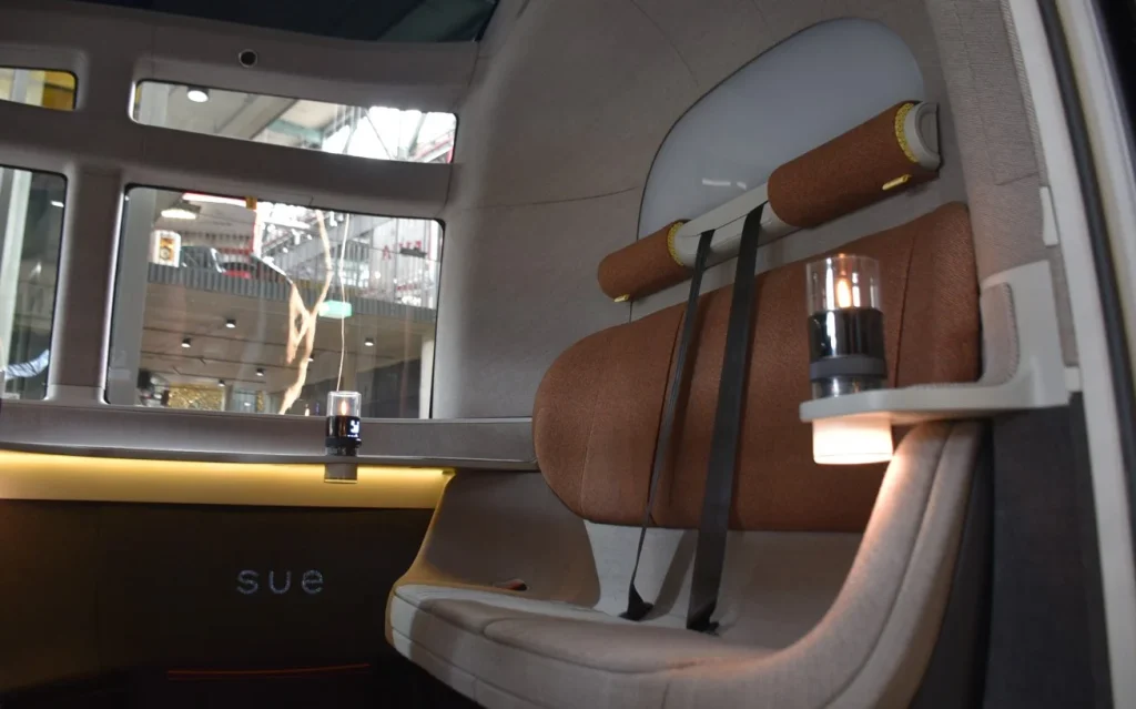 Experience the future of public transport with Sue, a self-driving electric shuttle designed to operate as a fully road-legal autonomous vehicle