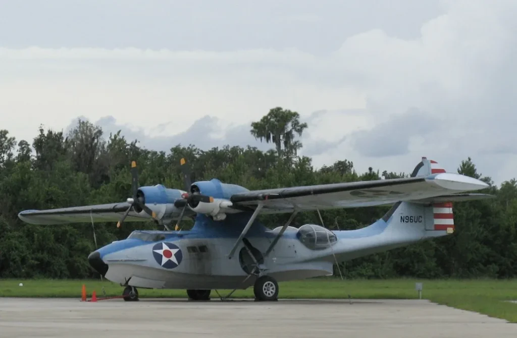 This 1943 Consolidated PBY Catalina seaplane remains a legendary icon of 1940s aviation, proving its rugged utility as a long-range patrol aircraft for decades