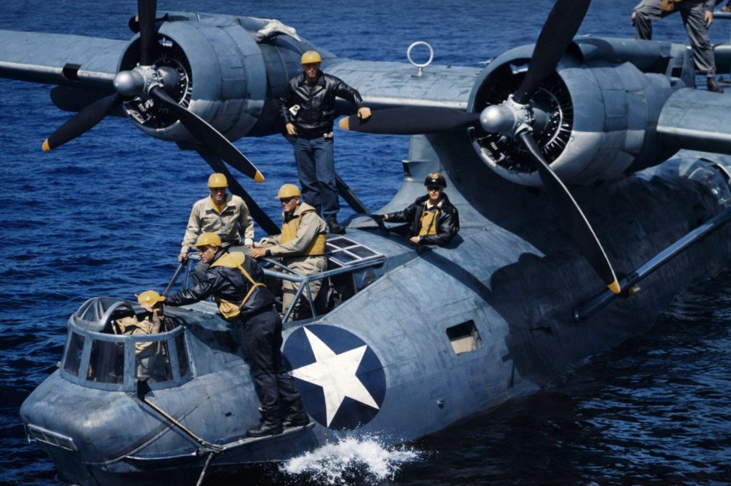 This 1943 Consolidated PBY Catalina seaplane remains a legendary icon of 1940s aviation, proving its rugged utility as a long-range patrol aircraft for decades