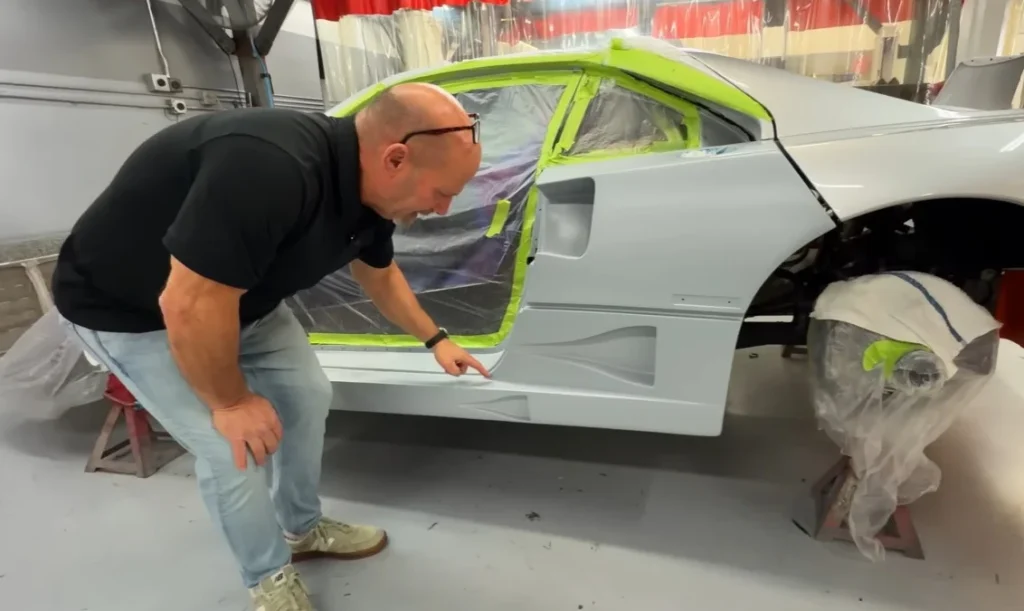 This factory-spec Ferrari restoration of the rare Ferrari silver F40 in California aims to return the iconic 1990s supercar to the road after a major accident