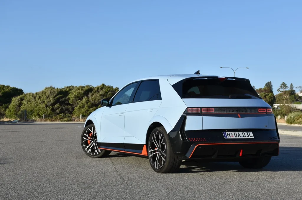 The Hyundai Ioniq 5 N performance electric SUV utilizes 641hp and advanced electric vehicle technology to outpace the acceleration of a Lamborghini Huracan