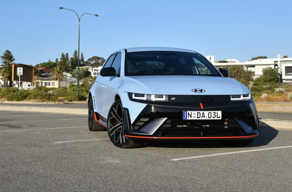 The Hyundai Ioniq 5 N performance electric SUV utilizes 641hp and advanced electric vehicle technology to outpace the acceleration of a Lamborghini Huracan