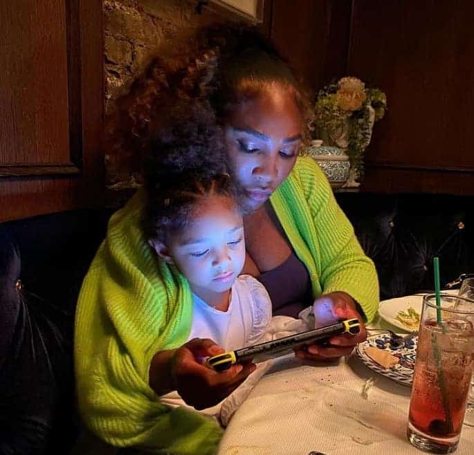 Serena Williams with her daughter Olympia 