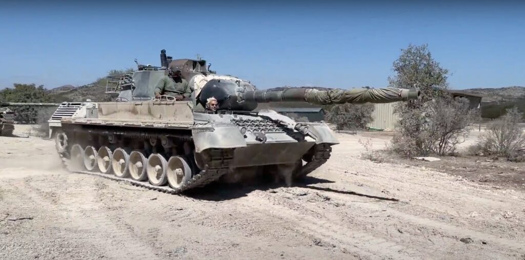 Sergi driving Leopard tank